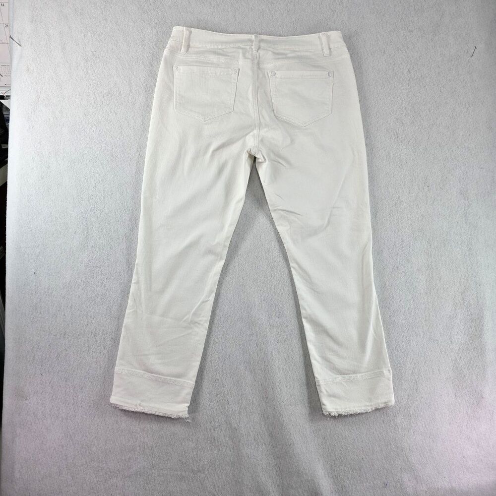 J.Jill Authentic Fit Cropped Raw Hem Stretch Denim Size 10T White Coastal Summer - Picture 3 of 8
